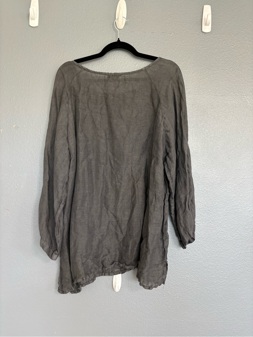 GRAND Greece Women’s Linen Tunic Top Size 2 Gray Oversized Lagenlook Artsy - Picture 5 of 6